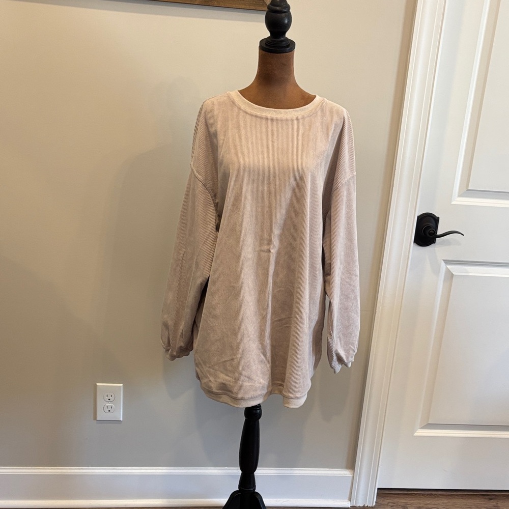 Big Juicy Beige Ribbed Sweatshirt